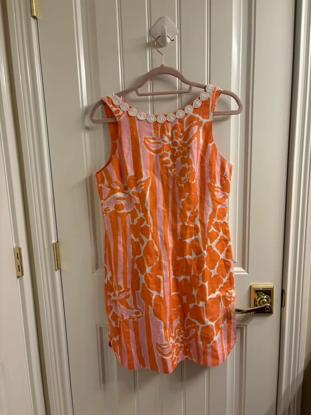 Lilly Pulitzer for Target Pink Orange Giraffe Linen Shift Dress Size 6
